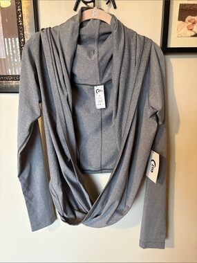 ZYIA Heather Gray Draped Open-Front Cardigan